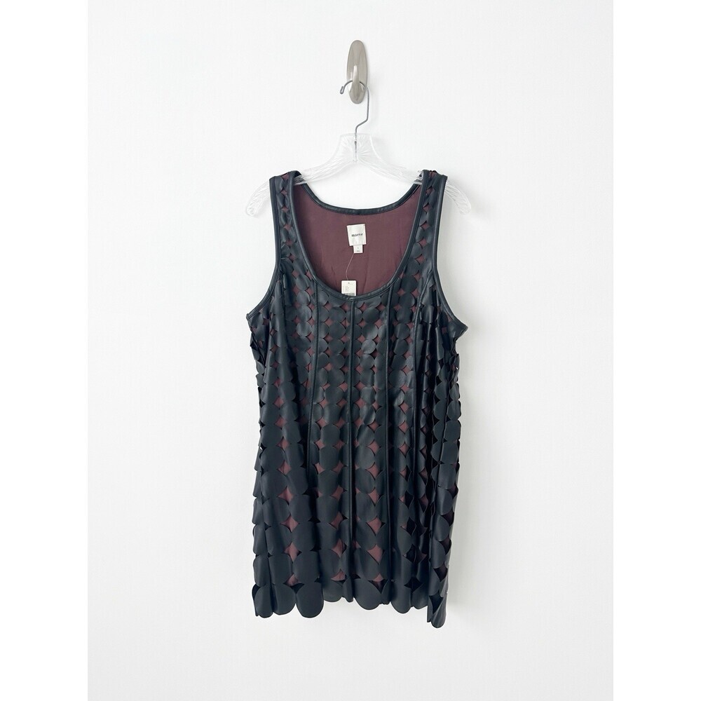 NWT Anthropologie Maeve Faux Leather Sleeveless Swing Dress L Black $198 Party - Picture 6 of 10